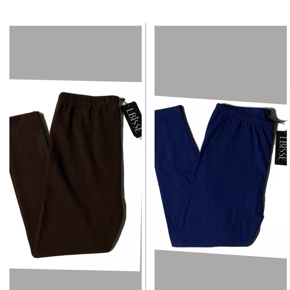 Lbisse Leggings Elastic Waist Full Length 2 Pairs